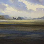 watercolour painting of st felix church babingley